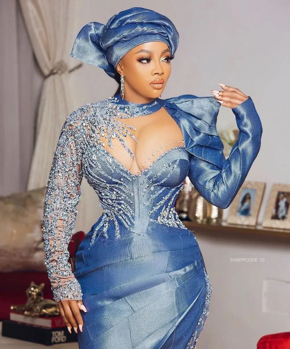 Cobalt beaded corset gown